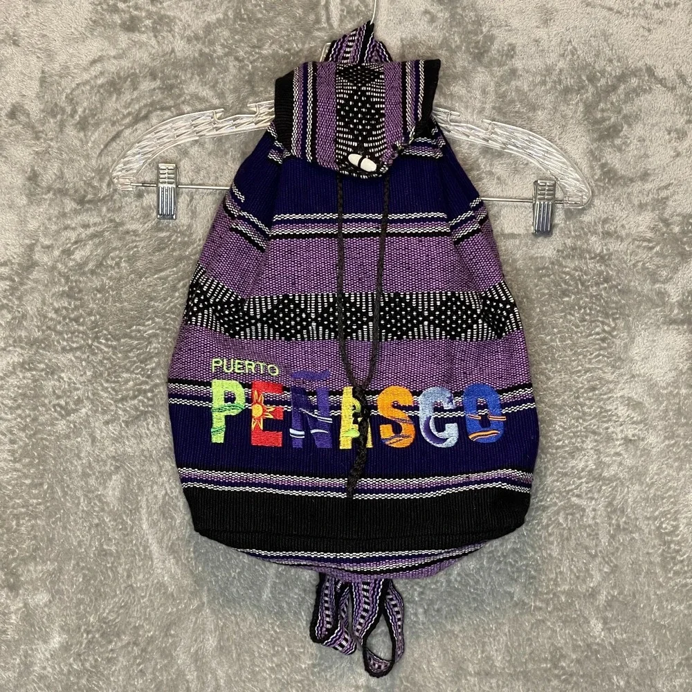 Baja Aztec Mexico Travel Hippie Drawstring Toggle Puerto Penasco Backpack